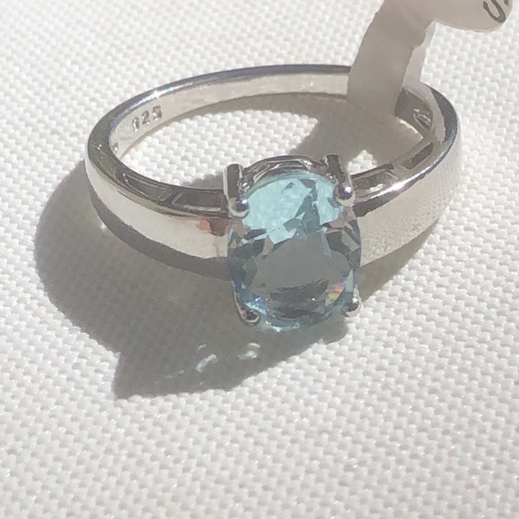 Genuine Aquamarine oval gemstone & Sterling Silver Ring - NEW WITH TAGS - Picture 4 of 6